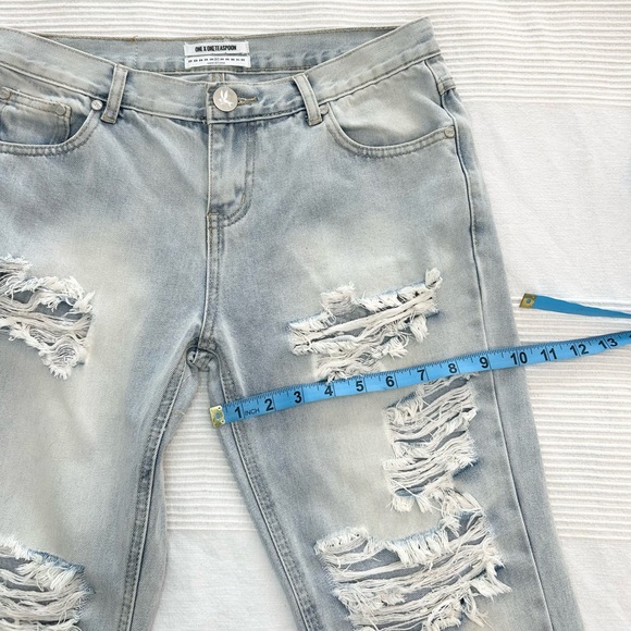 One Teaspoon Awesome Baggies Relaxed Distressed Tapered Rolled Jeans - Picture 4 of 16